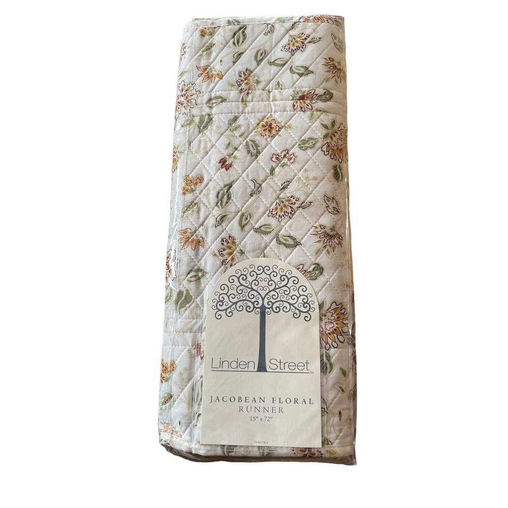 Linden Street JCP Home Table Runner Jacobean Ivory Floral 15x72”